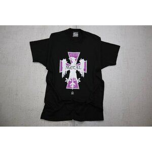 Vintage 80s Cykxtees Goth Hard Metal Shirt Black Size Large Rare Made in USA